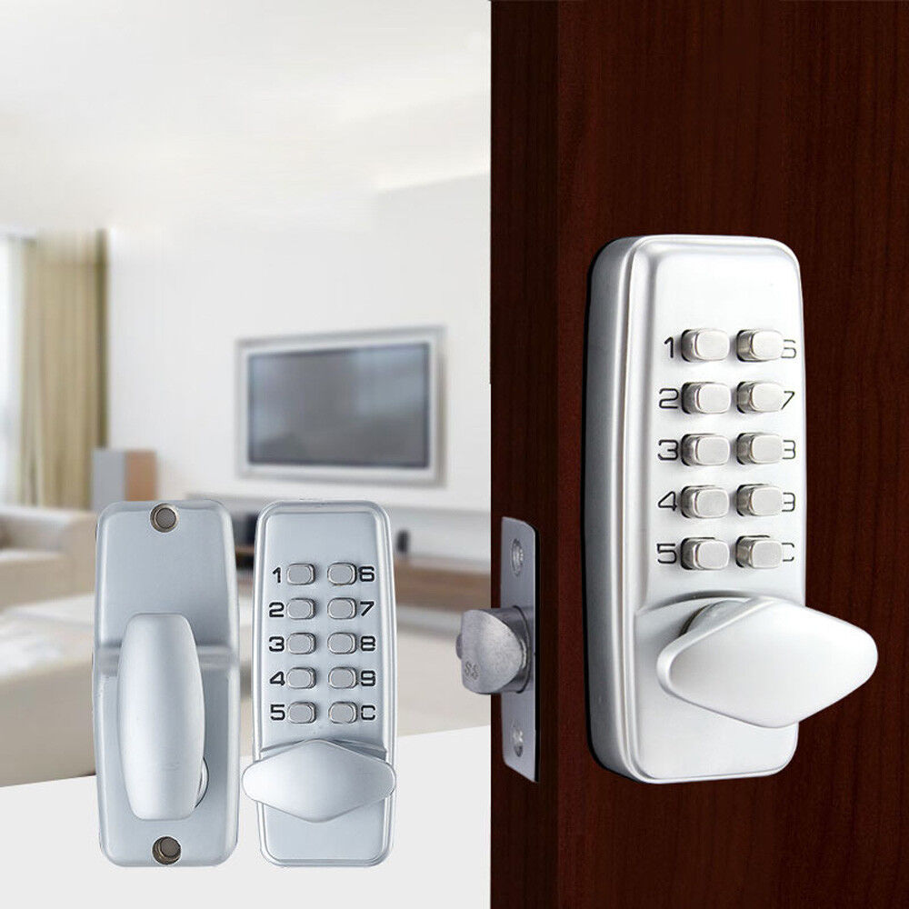Keyless Digital Door Lock Set Mechanical Code Security Latch US  -image