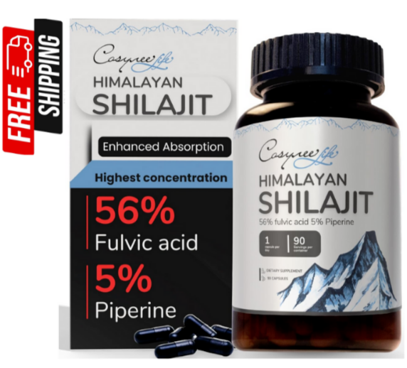 Extra Strength Shilajit with 56% Natural Fulvic Acid - 90 Caps for Energy Support