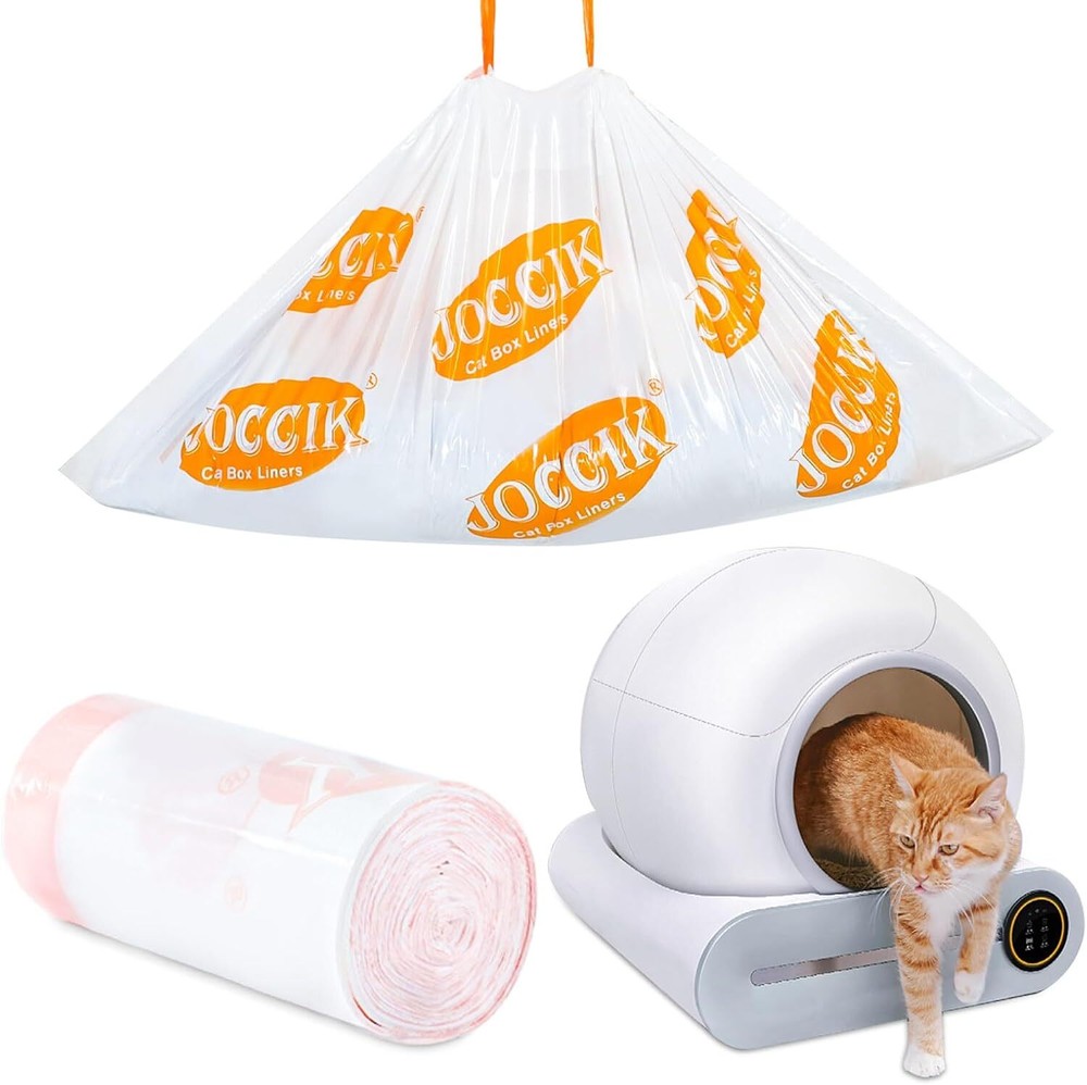 Drawstring Litter Liner Bags Compatible with Automatic Cat Litter Boxes 50 Count