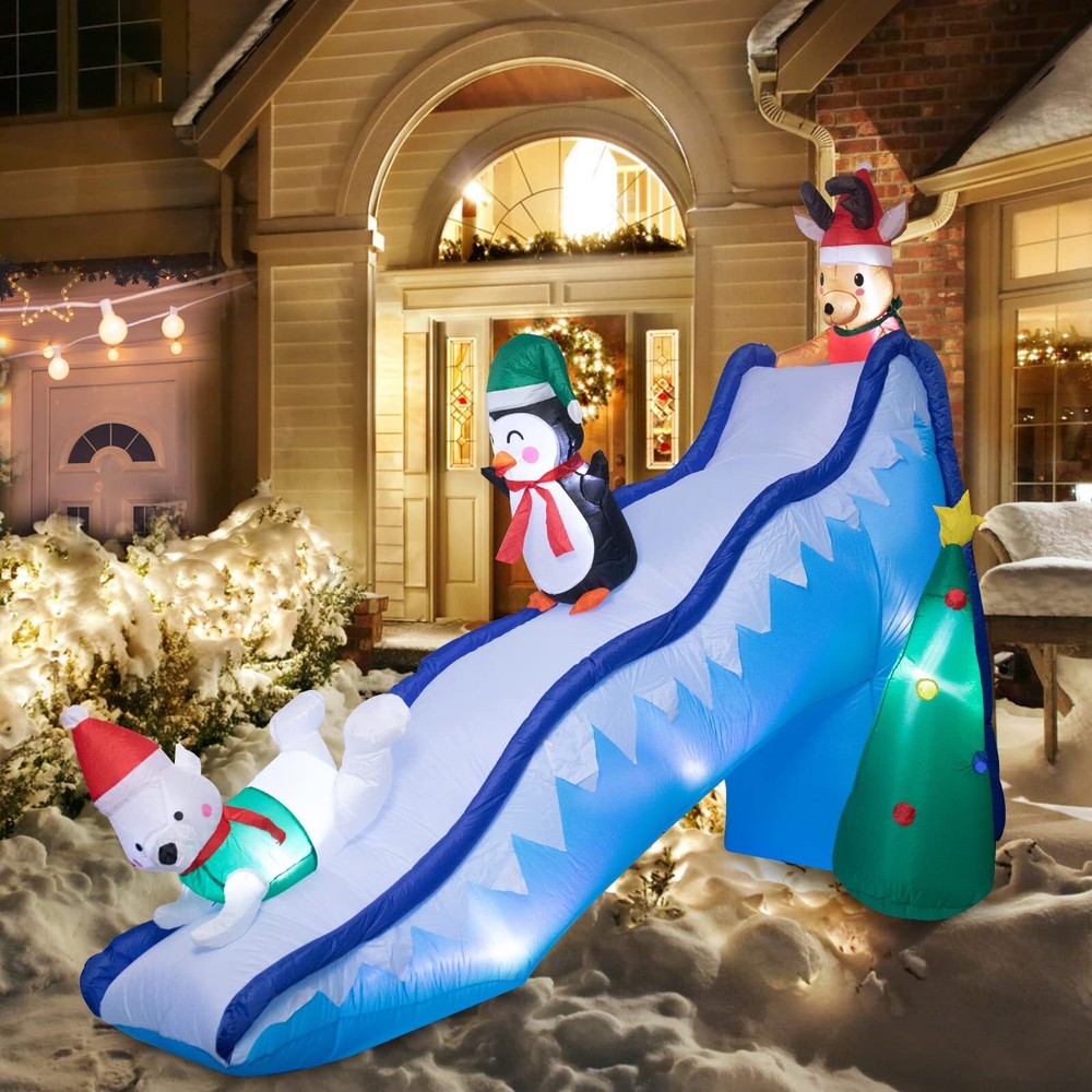 Christmas Inflatables Outdoor Decorations - 9FT Inflatable Reindeer Penguin P...