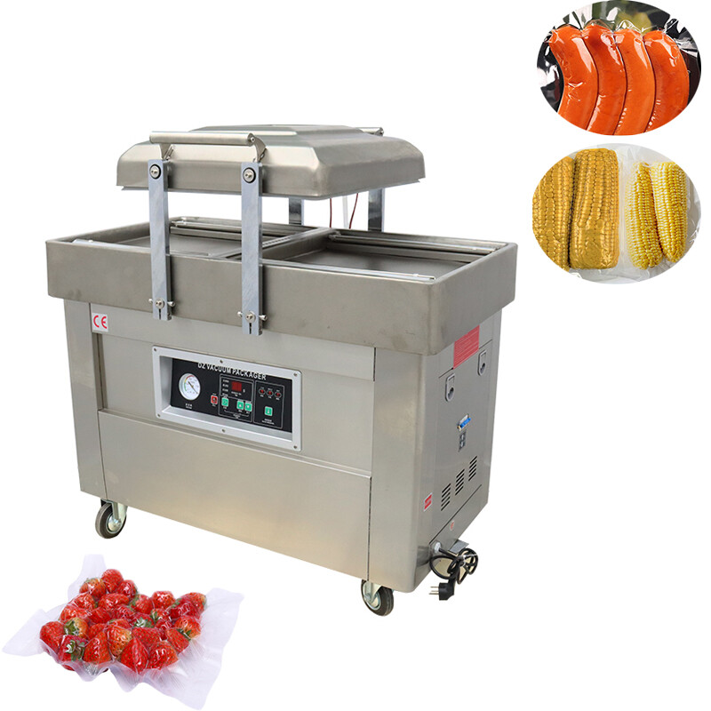 220V Commercial Two Chamber Vacuum Sealer 15.7 Inch Food Packaging Machine