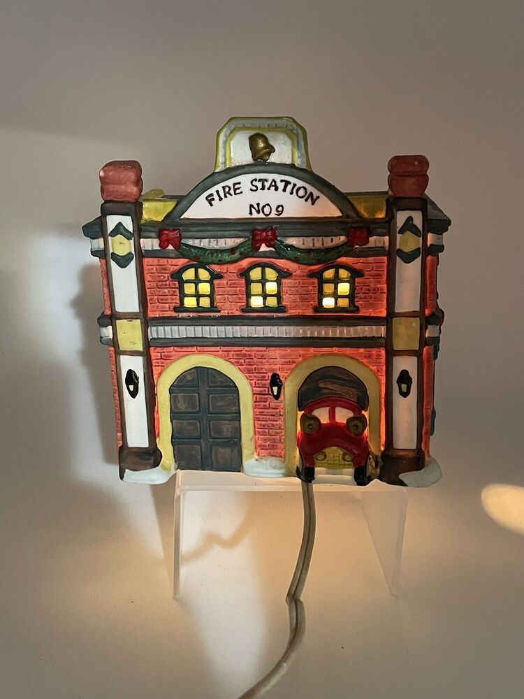 Grandeur Noel Village Lighted House Firehouse Christmas