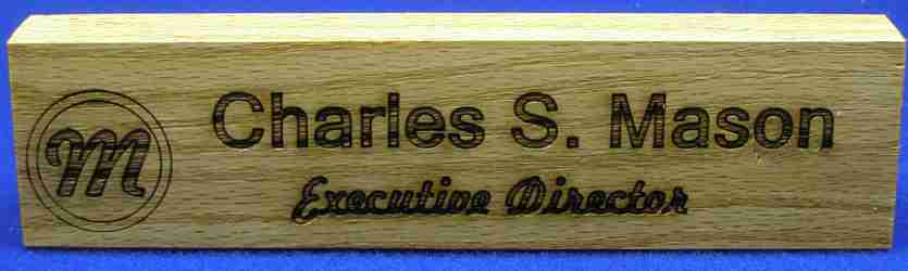 Custom Oak Name Plate Bar Desk with Natural Oil Finish-image