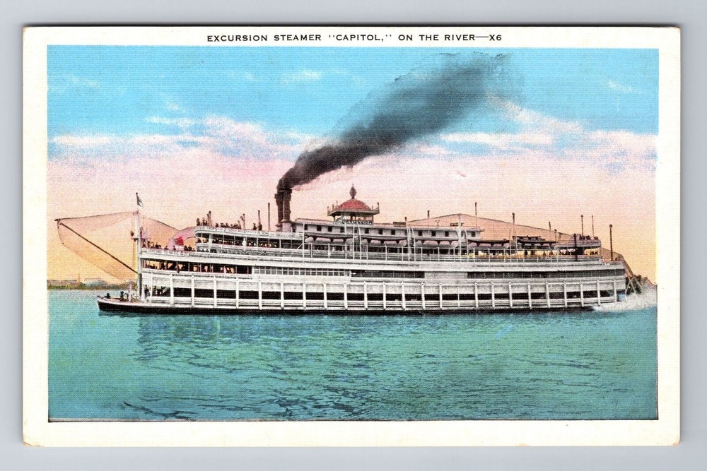 Antique Vintage Postcard of Excursion Steamer Capitol Transportation Ship