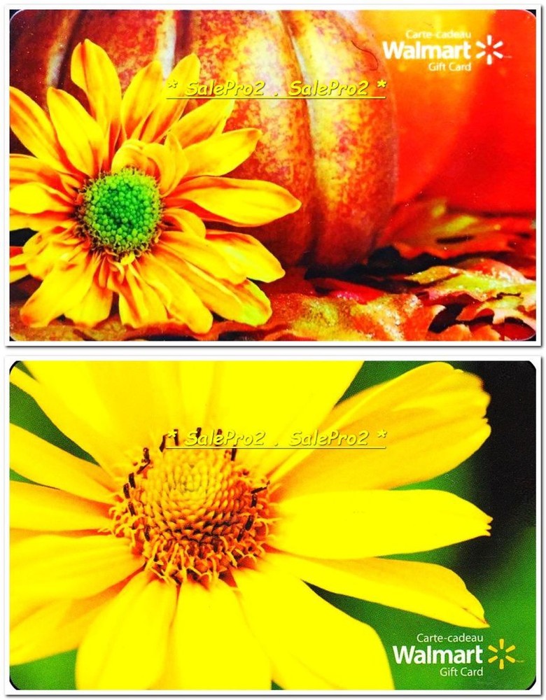 2x WALMART SPRING HALLOWEEN ORANGE YELLOW FLOWERS COLLECTIBLE GIFT CARD LOT