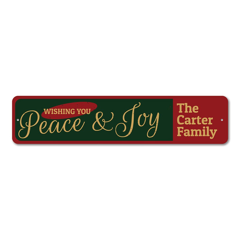 Peace & Joy Sign, Custom Wishing You Peace and Joy Christmas Metal Decor Sign