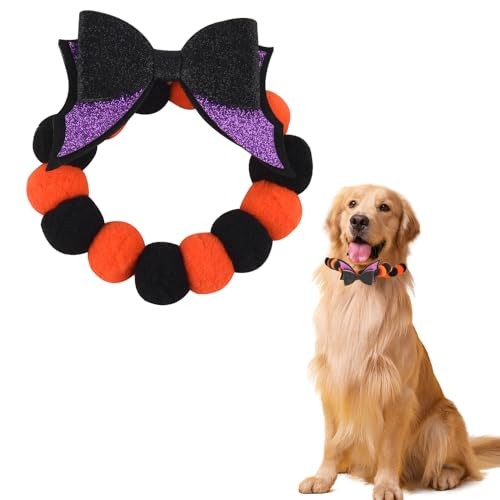 Halloween Collar for Dogs Cats Collar with Bow Tie Dog Collar Halloween Cat