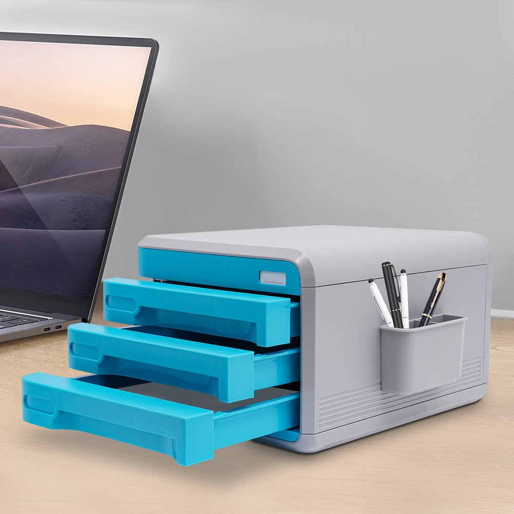 Secure 3-Layer Password Lock Storage Cabinet for Office Desk File Organization-image