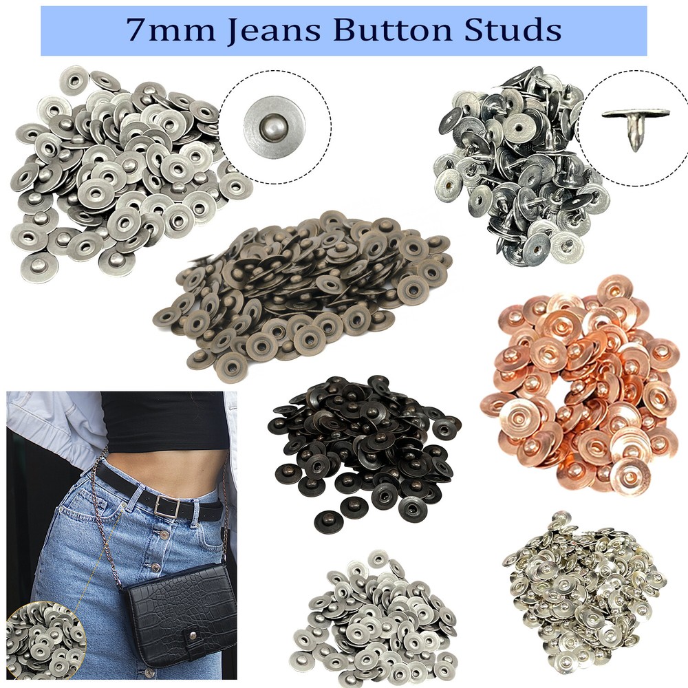 7mm Jeans Buttons Rivets Studs Leather Denim Brass Fasteners DIY Craft Jacket