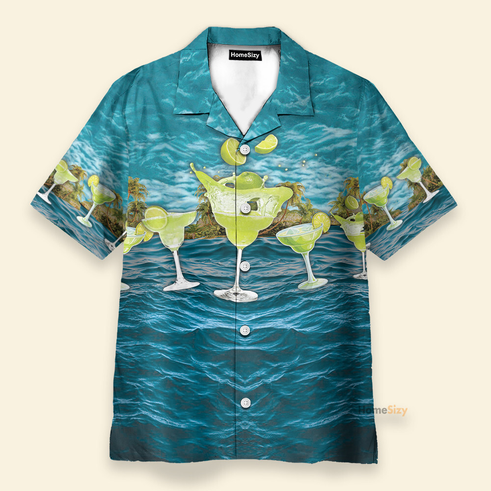 Margarita Blue Ocean Mens Buttons Up Shirts   Hawaiian Shirt