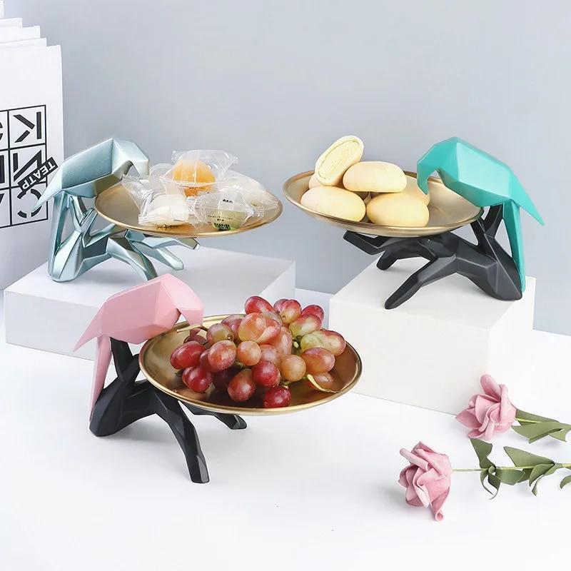Figurine Bird Tray Resin Small Multicolor Carved Modern Free Stand Novelty Decor