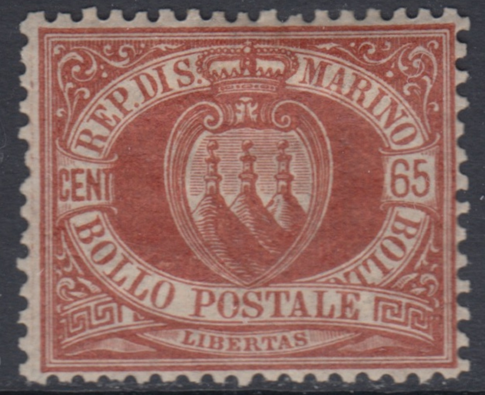 SAN MARINO - Sassone n.19 MH* RARE SUPER CENTERED