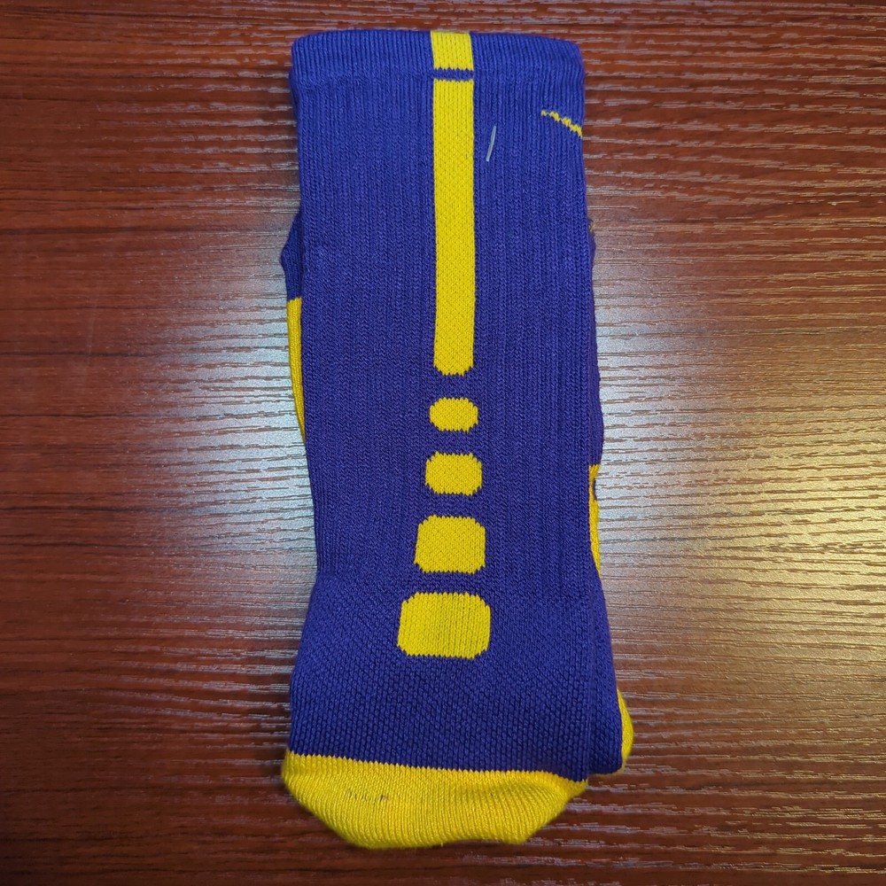 New Original Nike Elite Socks Crew Purple/Yellow Size Large Basketball Kobe