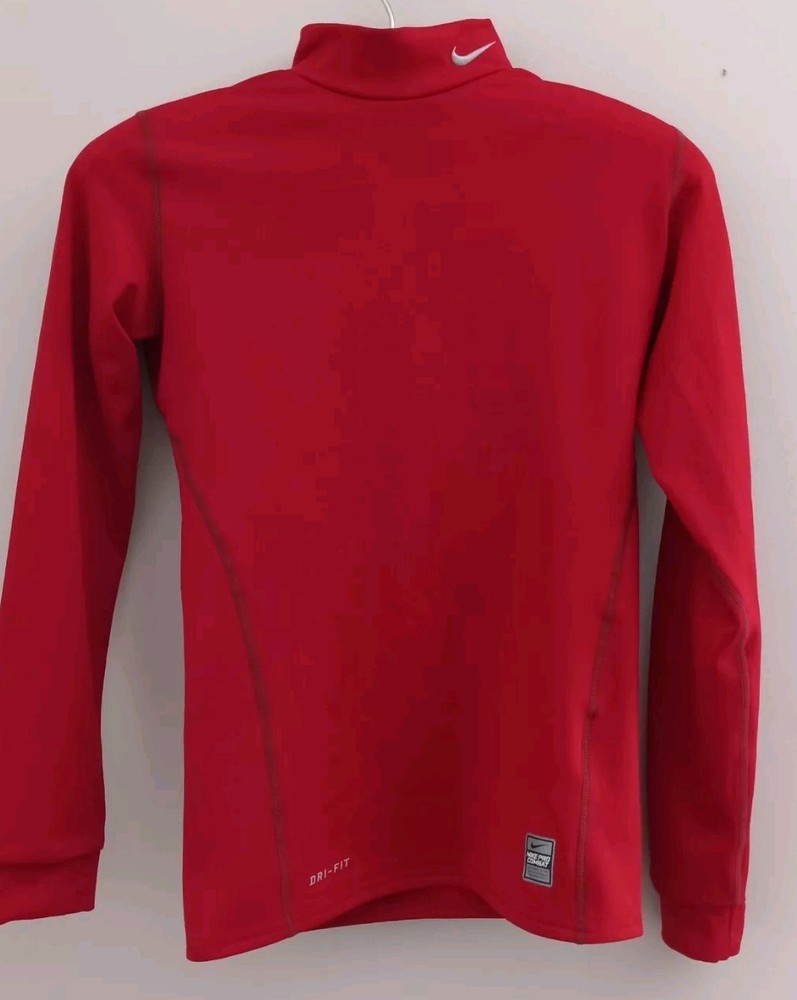 Nike Pro Combat Dri-FIT Kids Red Mock Neck Compression Shirt Size M 10-12  