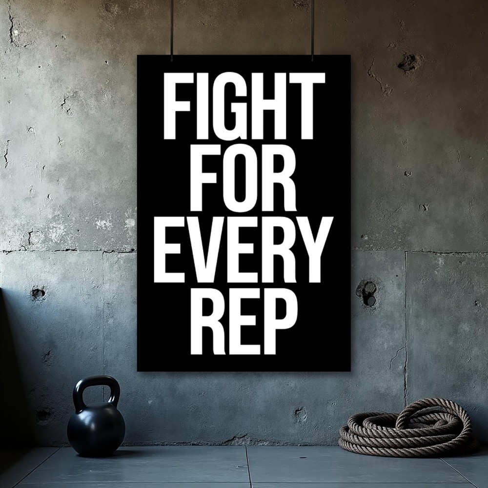 Motivational Fitness Poster - Fight For Every Rep Wall Art
