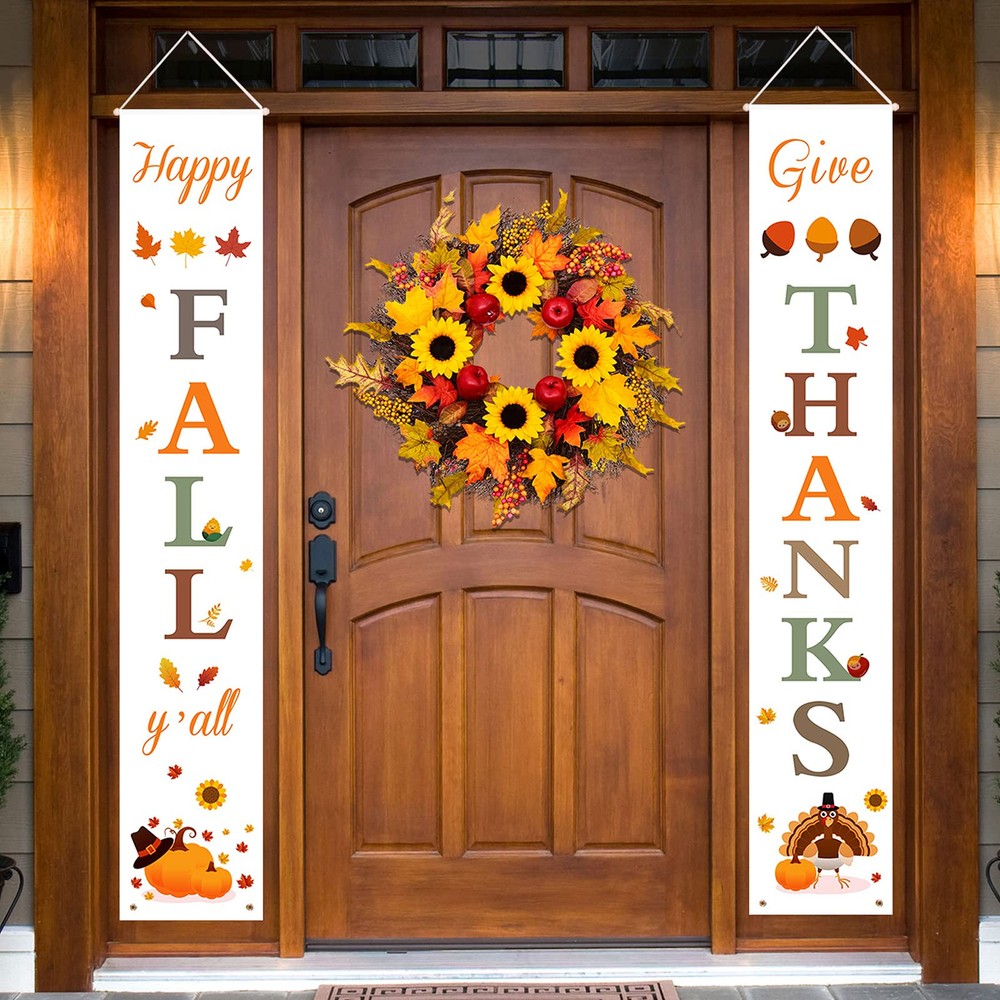 Happy Thanksgiving Porch Banners Fall Decor Give Thanks Home Decorations  