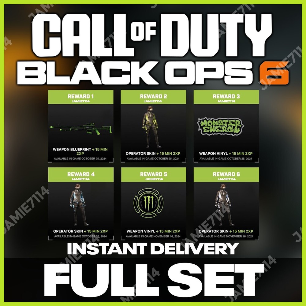 Call Of Duty Black Ops 6 🔥Monster Energy Full Set Of Codes Operator Skins 🔥