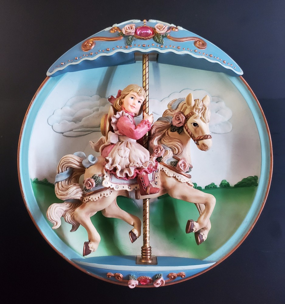 Bradford Exchange Swept Away Carousel Musical Wall Plate 1994 B4250