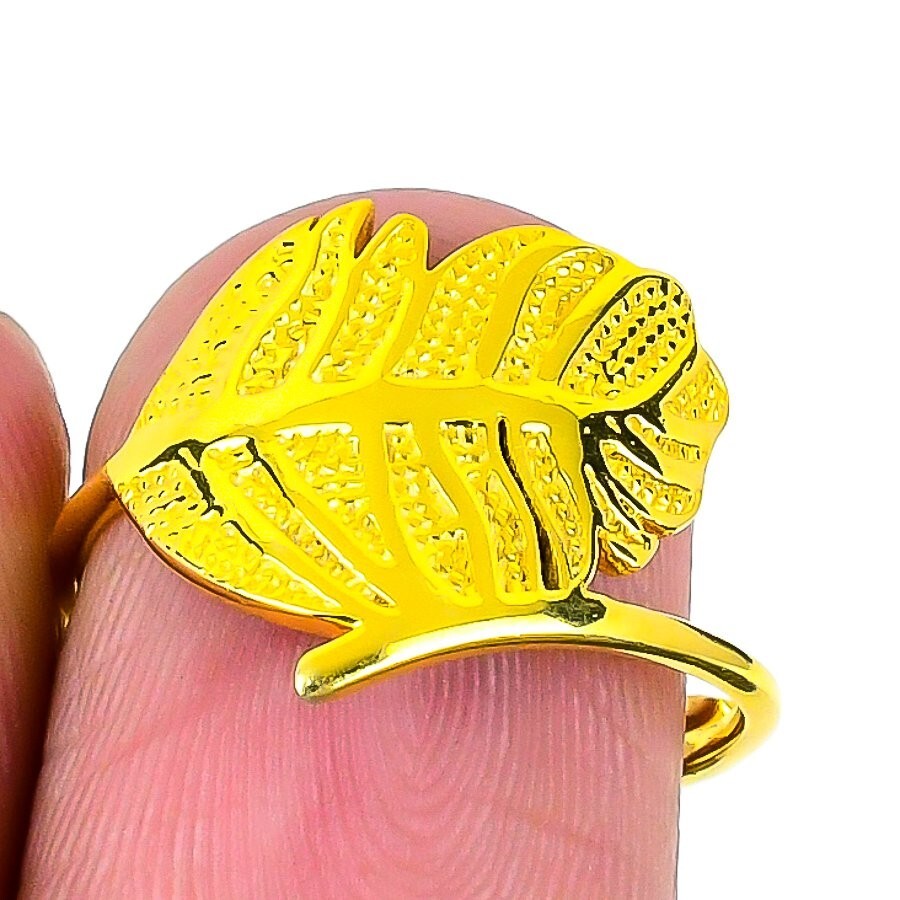 Thanks Giving Day Deal Natural Leaf 925 Solid Silver Boho Statement Sister Ring