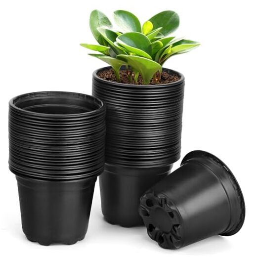 3 4 5 6 Inch Nursery Pots for Plants Pack Plastic Seeds Starter Pots 4 Inch 60