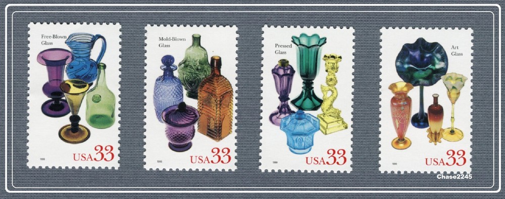 Scott #3325-28 American Glass 33c (Singles Set of 4) 1999 Mint NH