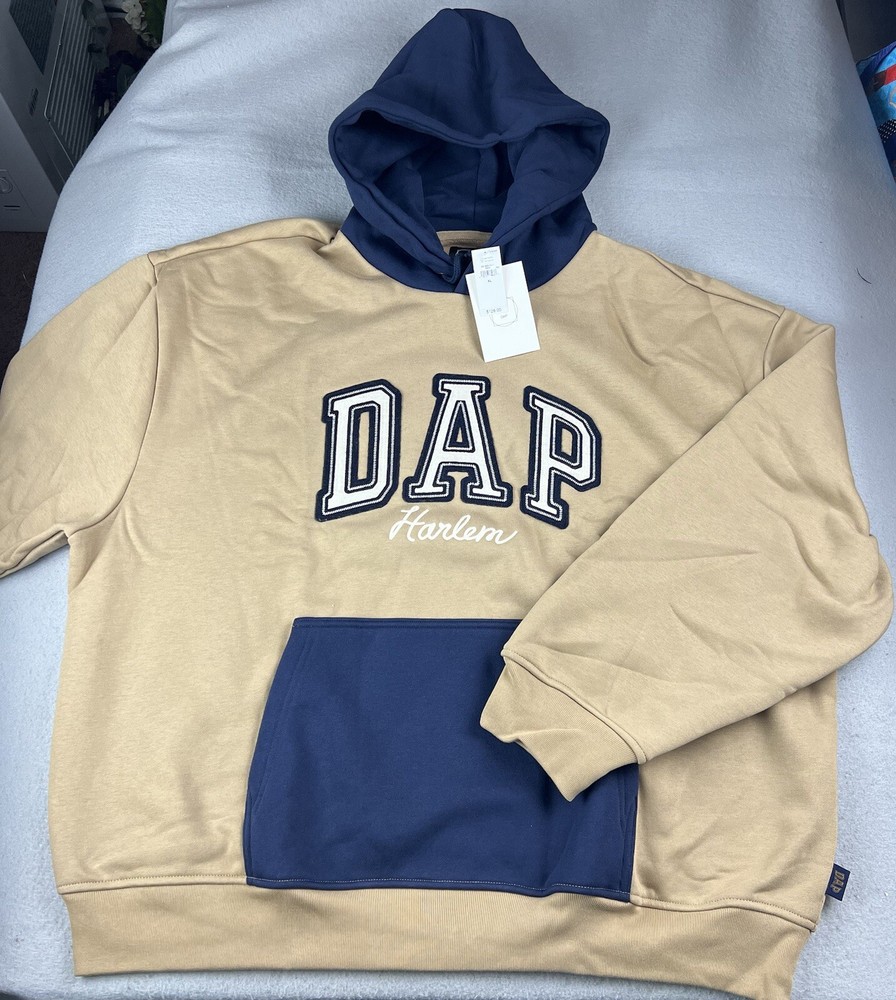 GAP x Dapper Dan DAP Logo Limited Edition Brown/Blue Hoodie Size X-Large NWT