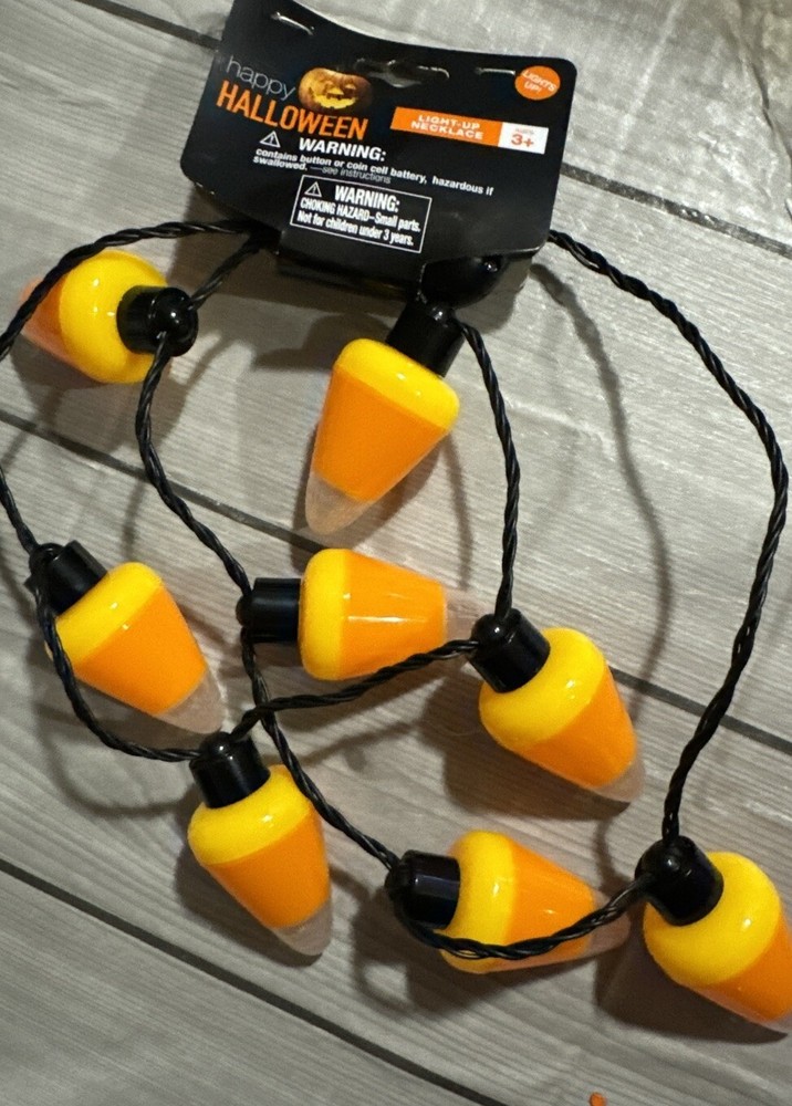 Halloween Flashing Necklaces LED Lights Candy Corn Jumbo Halloween Necklace