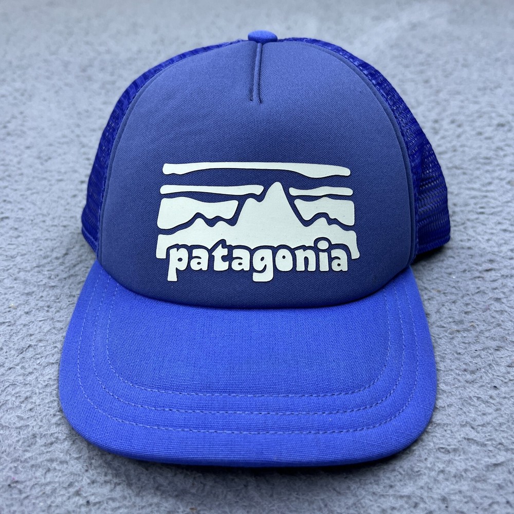 Patagonia Fitz Roy Rambler Interstate Trucker Hat Snapback Foam Blue Recycled