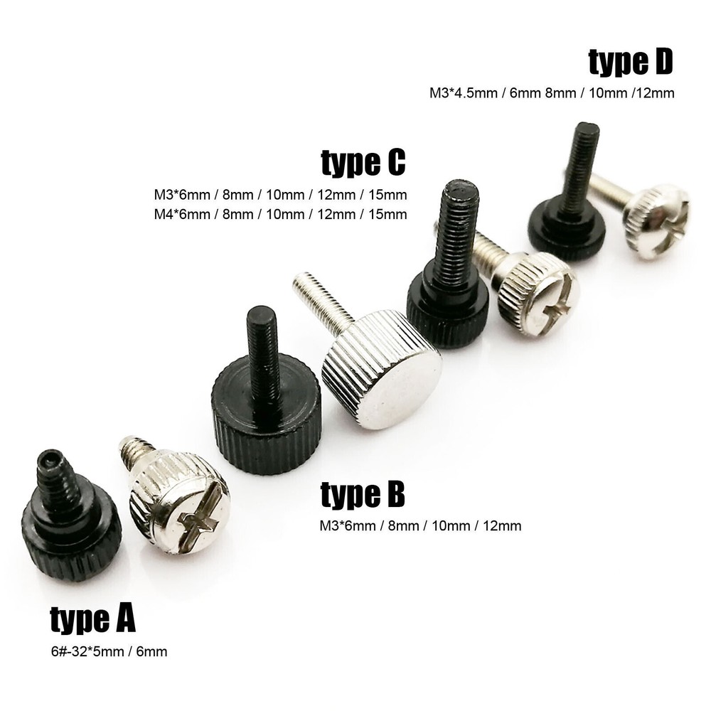 5pcs PC Computer Case Cover Phillips Hand Tighten Thumb Screw Thumbscrew Bolt