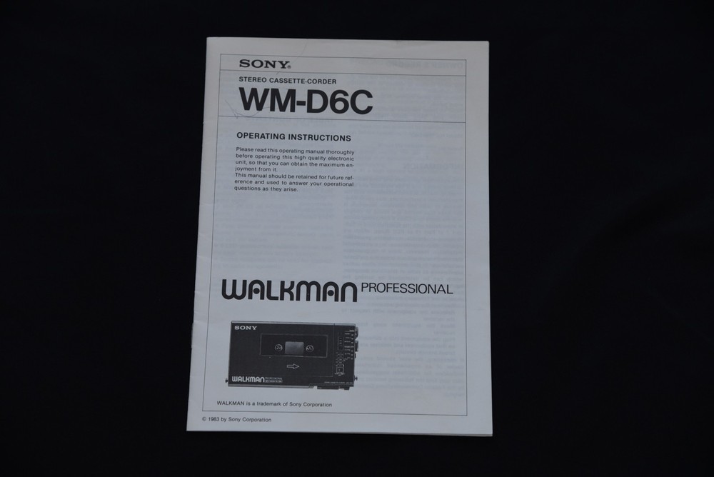 Sony WM-D6C Walkman Cassette Player Recording Instructions Guide