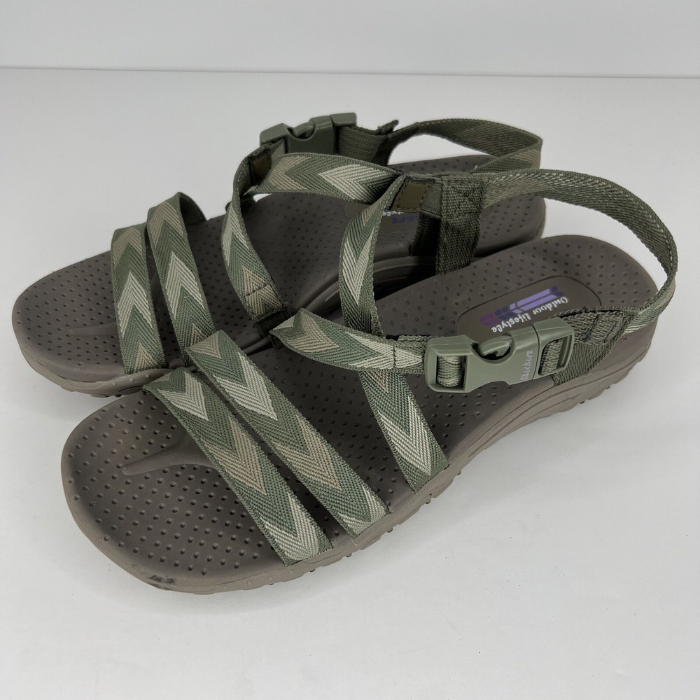 Skechers Beach Beauty Strappy Sandals Womens Size 7 Olive Green Waterproof Shoe
