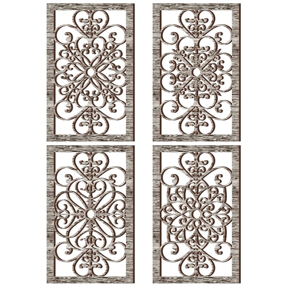 4 Pcs Thicken Rustic Wall Decor Modern Farmhouse Wall Art Decor Wooden Hollow Ca