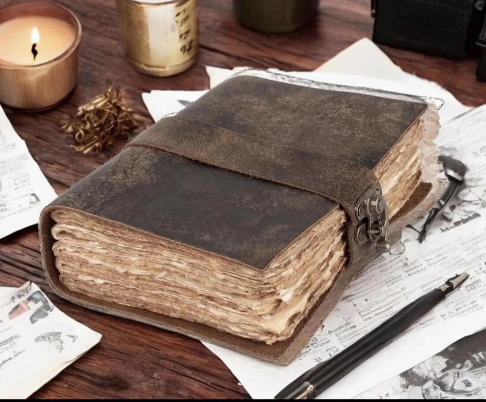 Blank Spell Book of Shadows, Grimoire Journal, Travel Writing Notebook, Deckle