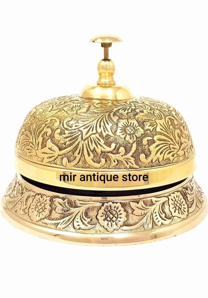 Vintage Solid Brass Ornate Desk Call Bell for Reception