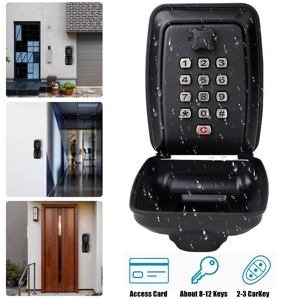 Password Key Lock Box Waterproof 12-Digit Combination Key Safe Metal Key Storage-image