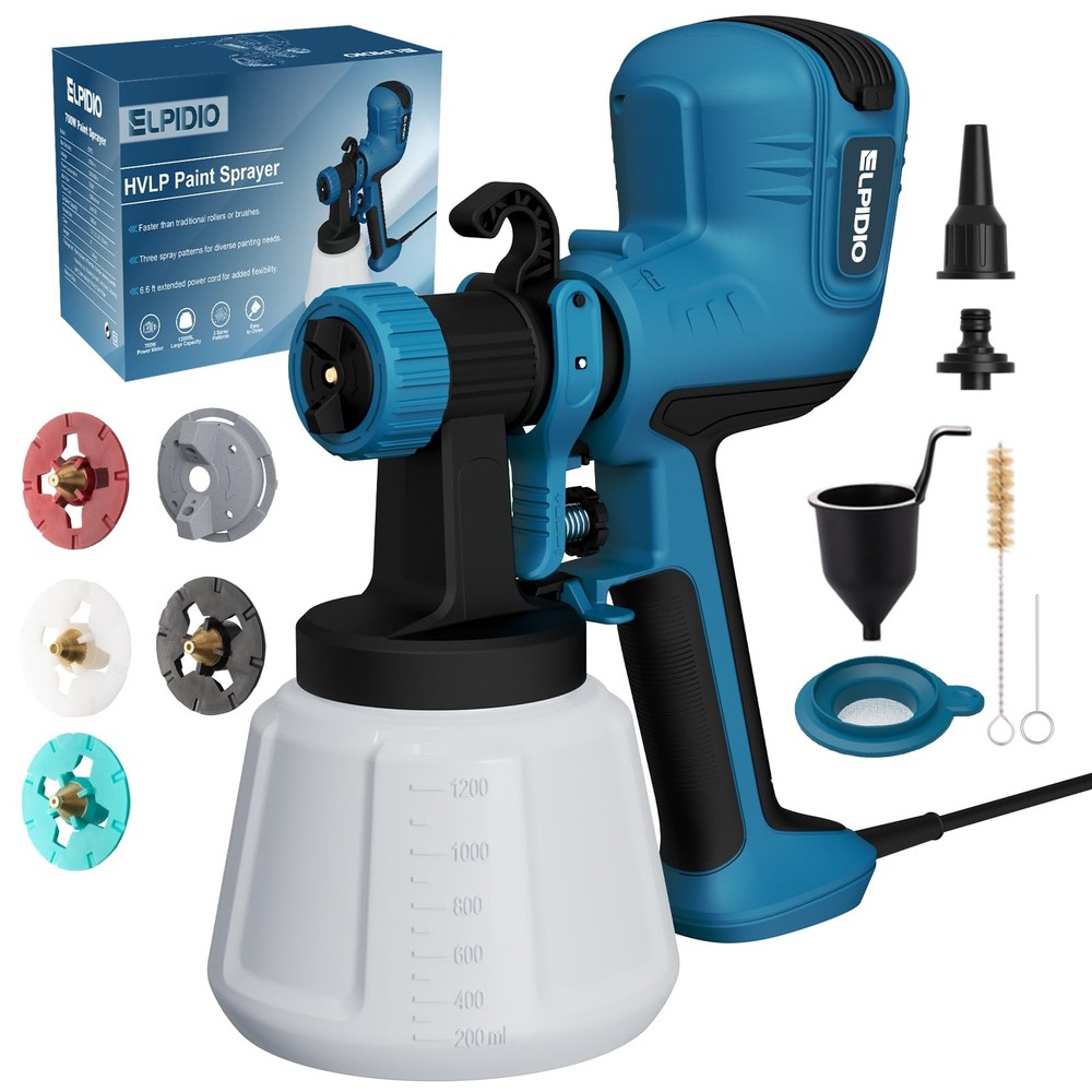 700W HVLP Electric Paint Spray Gun with Cleaning Brush and Blowing Function