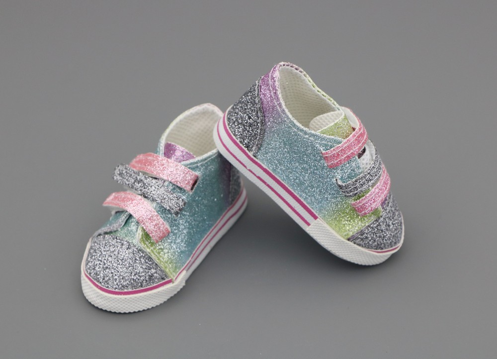 Glitter tennis sneakers made for 18'' American girl doll shoes