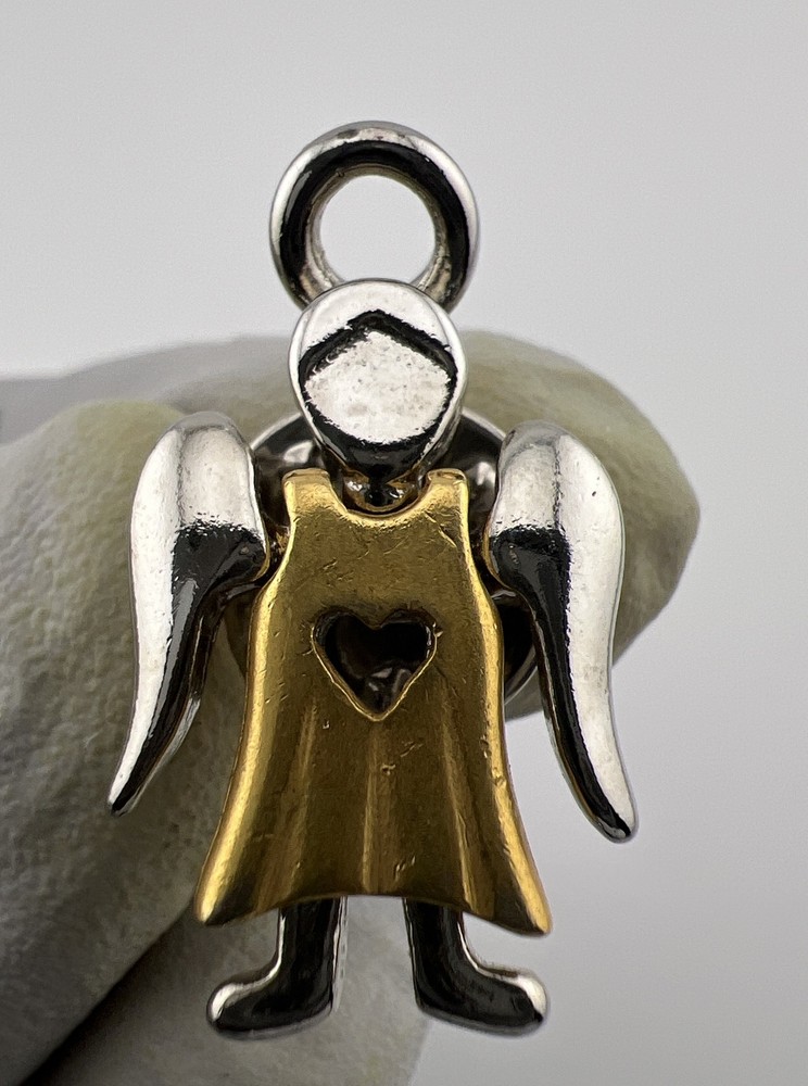 GCI Gold & Silver Tone ANGEL WITH CUT OUT HEART  Brooch Lapel Tie Hat Pin 1”