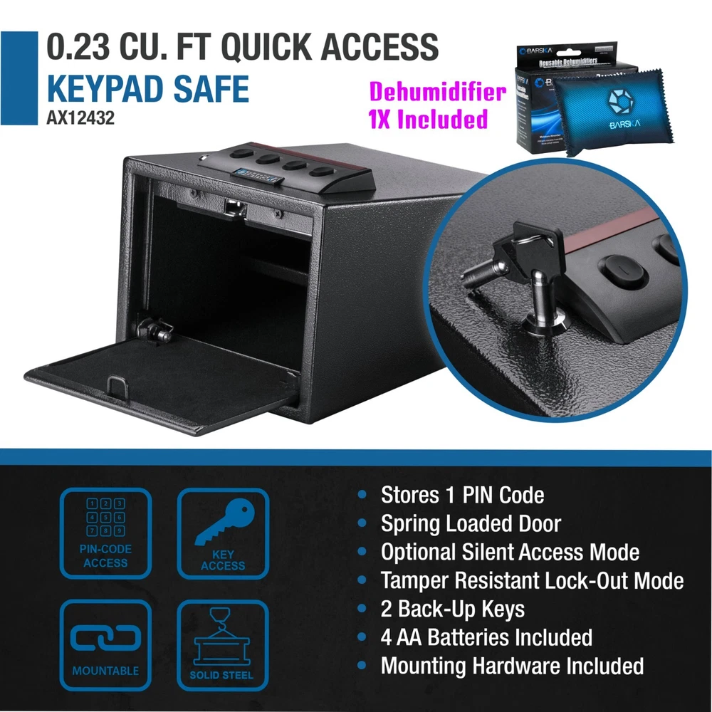 Barska Optics AX12432 Electric Keypad Portable Safe Front Open