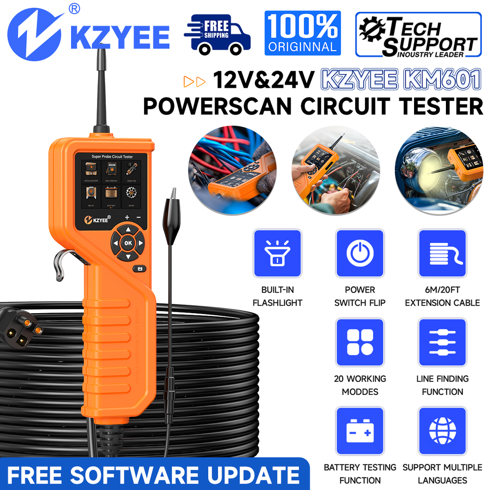 KZYEE KM601 12V 24V Auto Circuit Tester Battery Diagnostic Tool