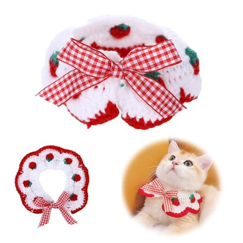 Adorable Strawberry Bow Tie Cat Collar for Small Pets