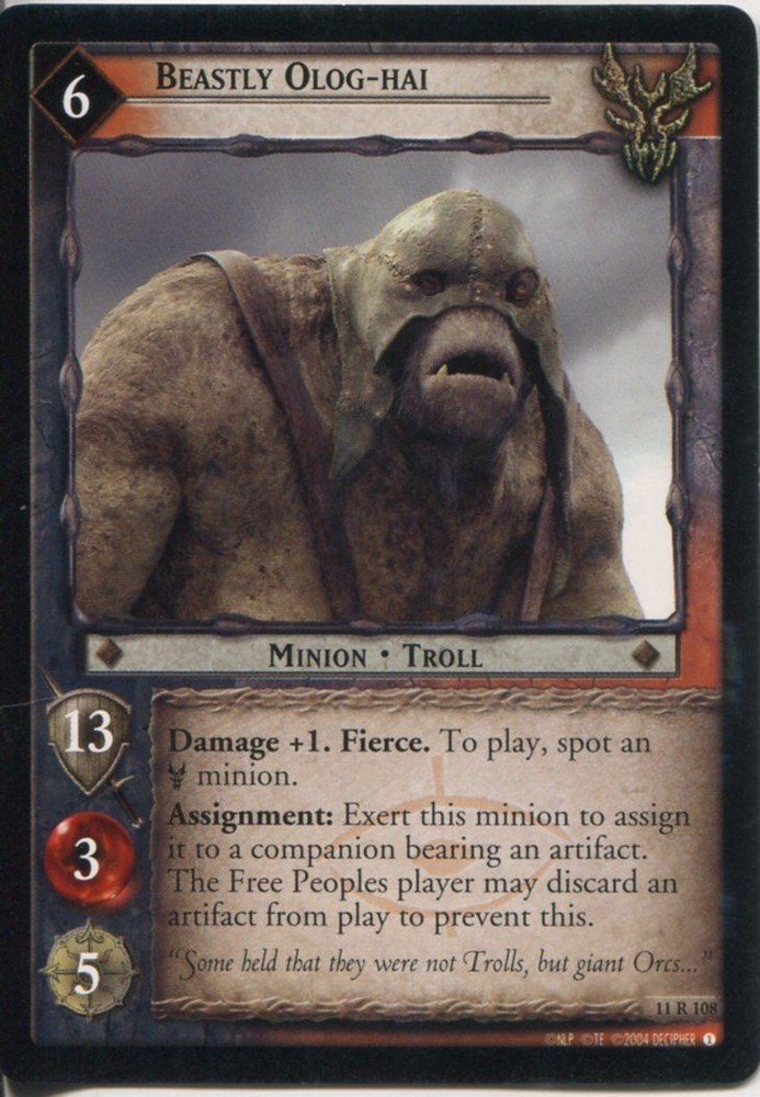 Lord Of The Rings CCG Shadows 11R108 Beastly Olog Hai