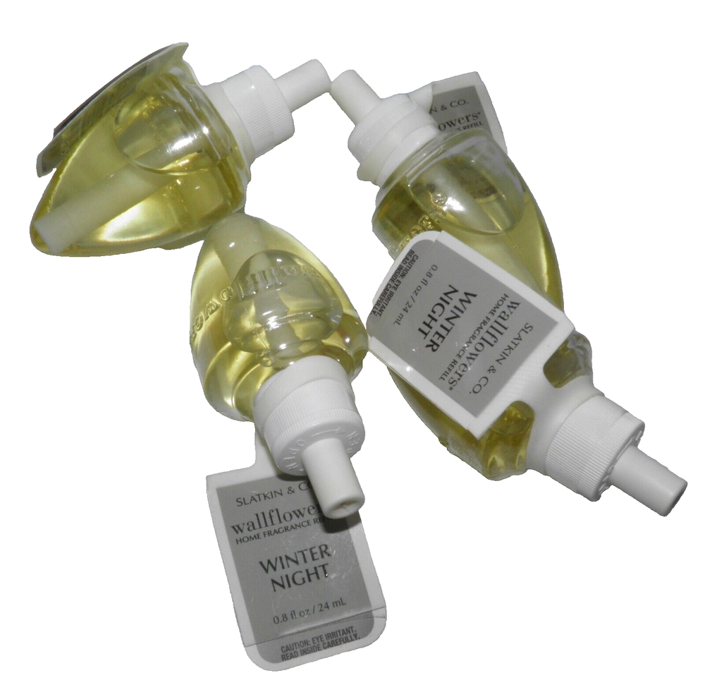 4 Bath & Body Works WINTER NIGHT WALLFLOWER REFILL BULB (4 PACK) Round Bottom