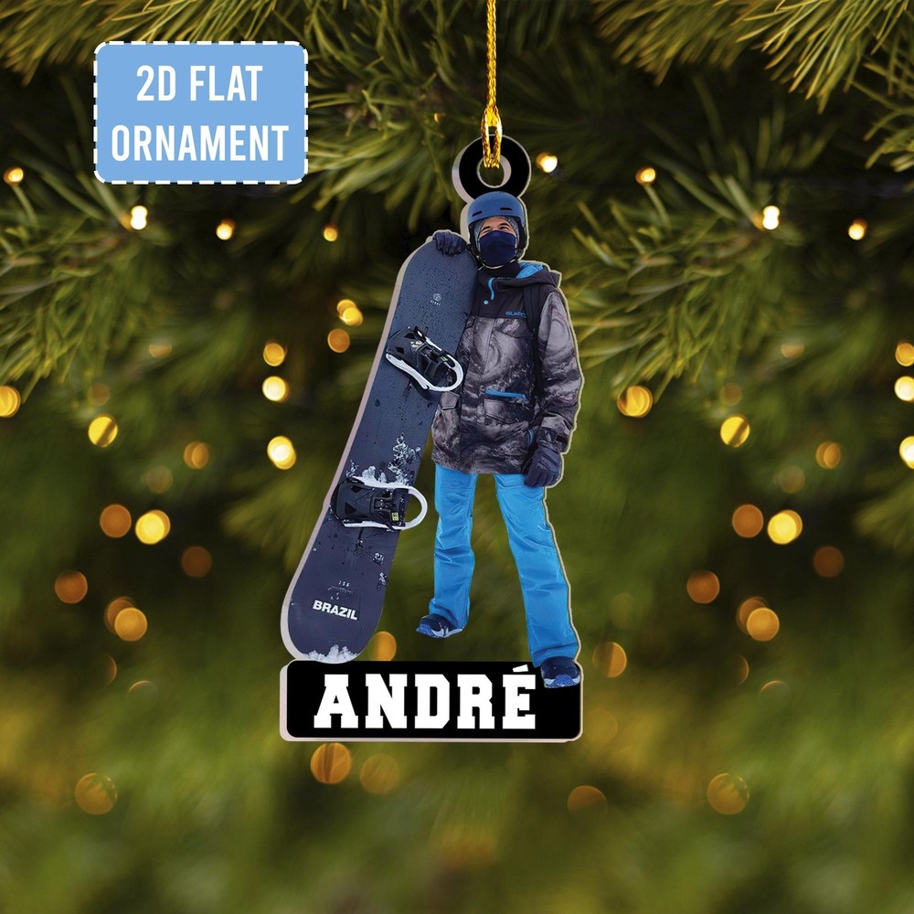 Personalized Snowboarding Family Photo Ornament   Acrylic 2D Ornament  Gift For