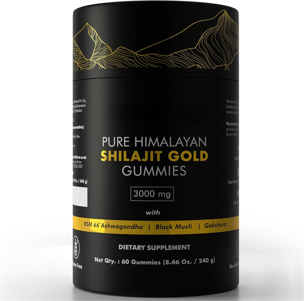 Stress Relief Pure Himalayan Shilajit Gummies Organic,Boost Energy  Ashwagandha