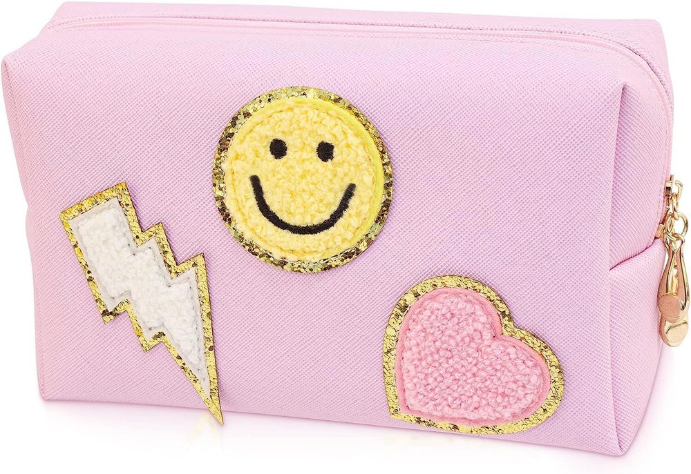 Preppy Makeup Bag Pu Leather Portable Waterproof Cosmetic Bag Travel Makeup Bag