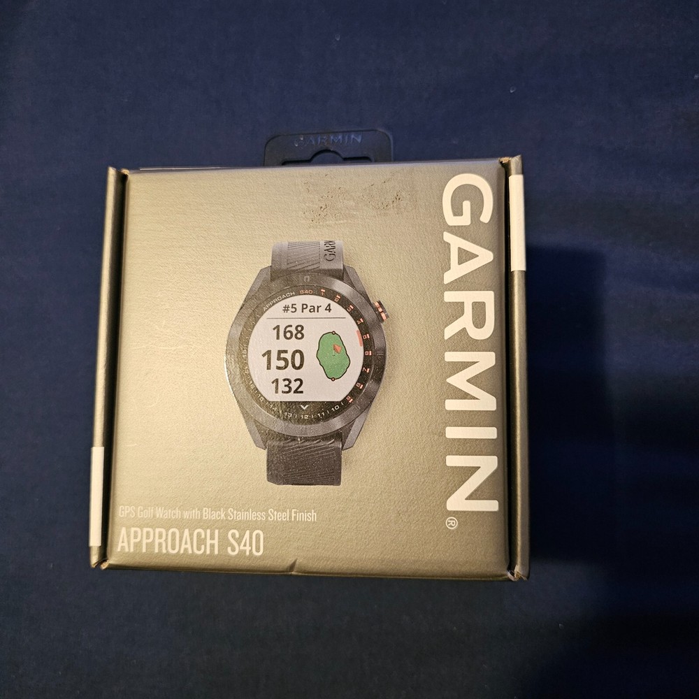 Garmin Approach S40 GPS Golf Watch with Black Stainless Steel Case and Black Band