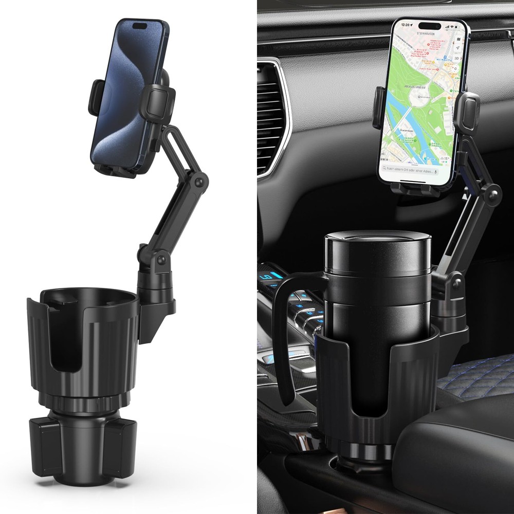Cup Holder Phone Mount, 2 in 1 Universal Cup Holder Expander Adjustable Base ...