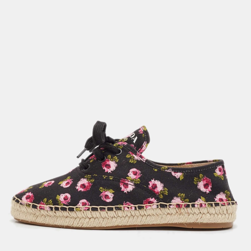 Prada Multicolor Floral Print Canvas Espadrilles Size 37