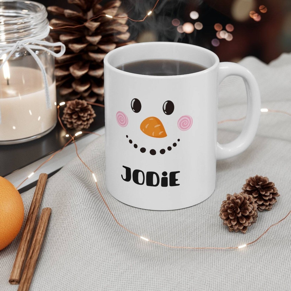 Secret Santa Gift Snowman Face Christmas Mug Personalized Hot Chocolate Mugs